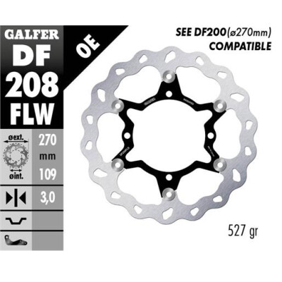 Disco Flutuante GALFER Wave (C. Aço) 270x3mm