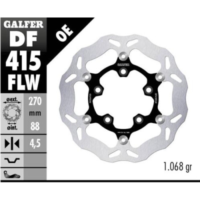 Disco flutuante GALFER Wave (Aço) 270x4,5mm