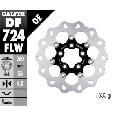 Disco flutuante GALFER Wave (Aço) 260x6mm