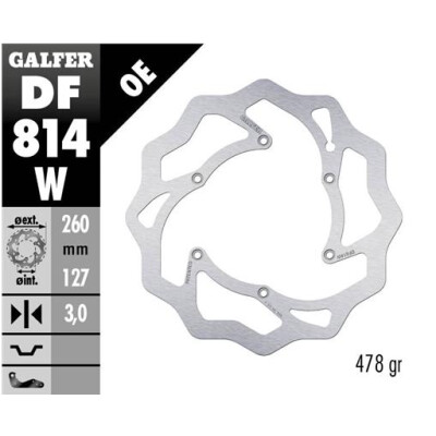 Disco fixo GALFER Wave 260x3mm