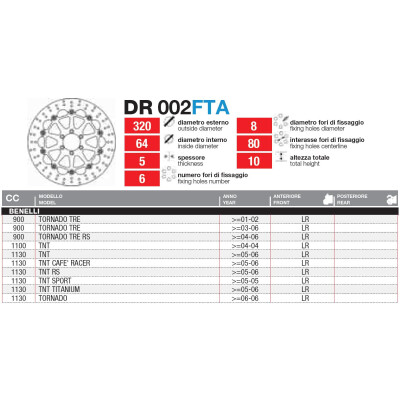 Discos de freio dianteiros flutuantes - DR002FTA