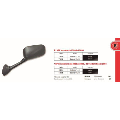 ESPELHO YAMAHA R-1 04-08 DIREITO