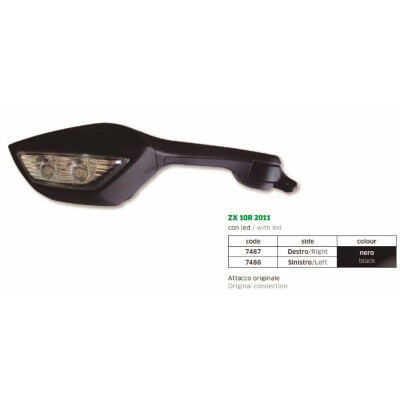ESPELHO ESQUERDO KAWA ZX10R 2011 CONEXÃO ORIGINAL-LED