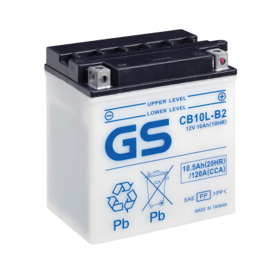 Bateria de motocicleta GS CB10L-B2 com pacote de ácido
