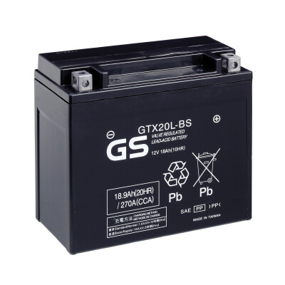 Bateria de motocicleta GS GTX20L-BS AGM sem manutenção com pacote de ácido
