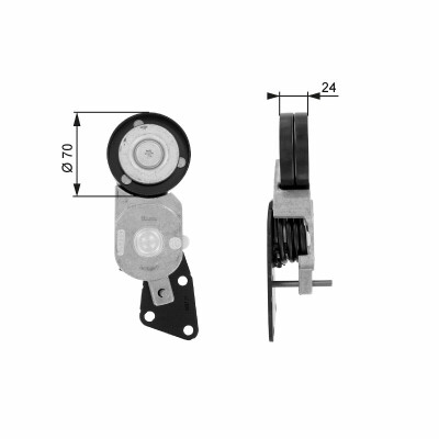Rolo tensor, correia trapezoidal estriada poli V DriveAlign®