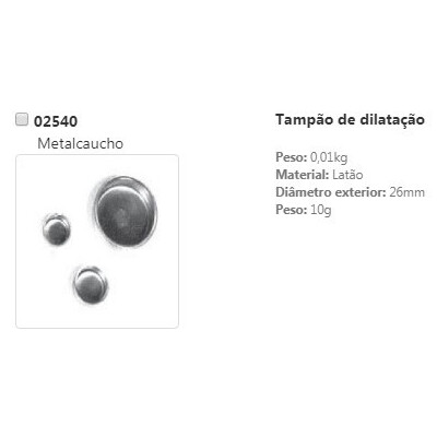 Plugue de expansão METALCAUCHO 2540