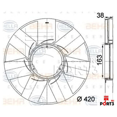 Ventoinha do ventilador, refrigeração do motor