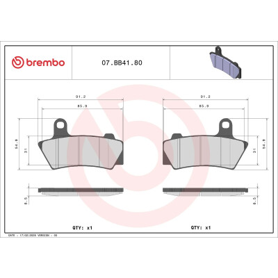 07BB4180 Pastilhas sinterizadas para automóveis de passageiros