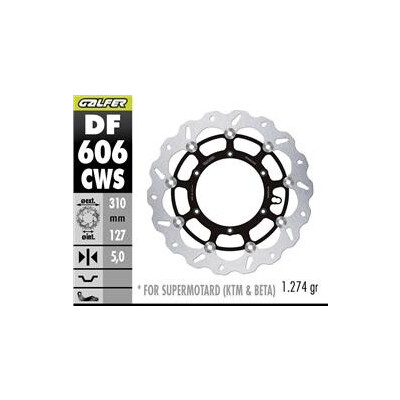 Disco de freio DF606CWS 310x127x5