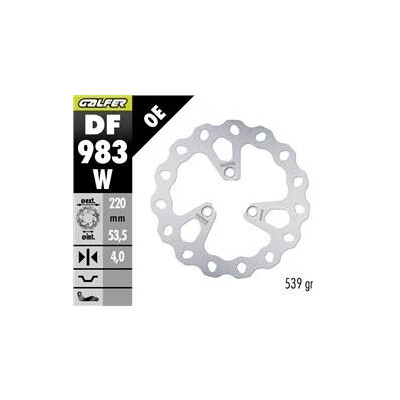 Disco de freio DF983W 220x53,5x4