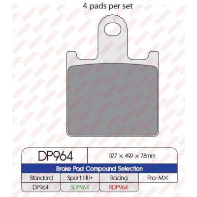 Pastilhas de freio esportivas sinterizadas SDP964HH+