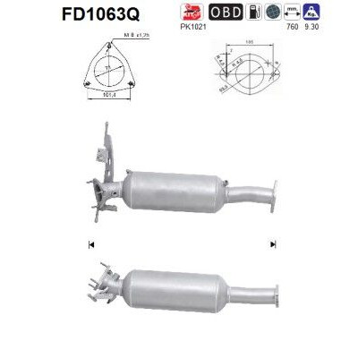 Filtro de fuligem/partículas, sistema de escape FD1063Q AS