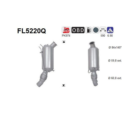 Filtro de fuligem/partículas, sistema de escape FL5220Q AS