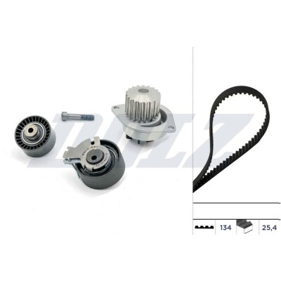 Bomba de água + kit de correia dentada KD049 DOLZ