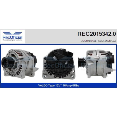 Alternador REC20153420 RECOFICIAL