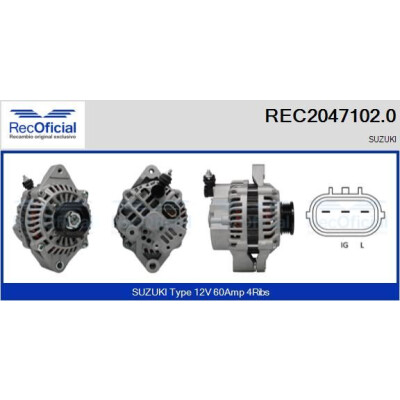Alternador REC20471020 RECOFICIAL
