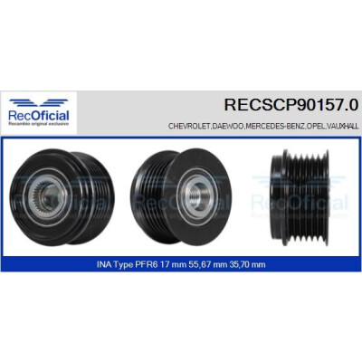 Polia, alternador RECSCP901570 RECOFICIAL