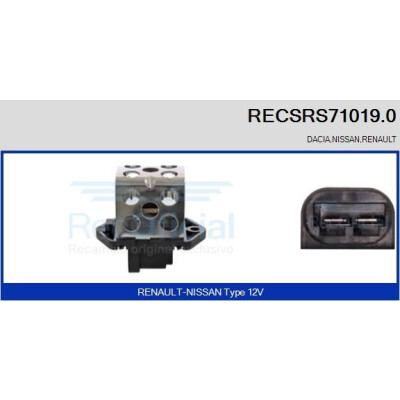 Resistência em série, motor elétrico (ventilador radiador) RECSRS710190 RECOFICIAL