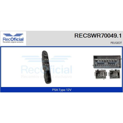 Interruptor, elevadores dos vidros RECSWR700491 RECOFICIAL