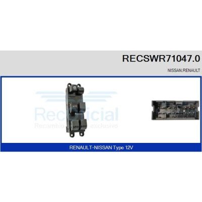 Interruptor, elevadores dos vidros RECSWR710470 RECOFICIAL