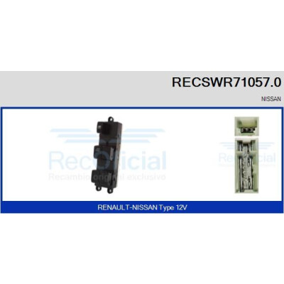 Interruptor, elevadores dos vidros RECSWR710570 RECOFICIAL