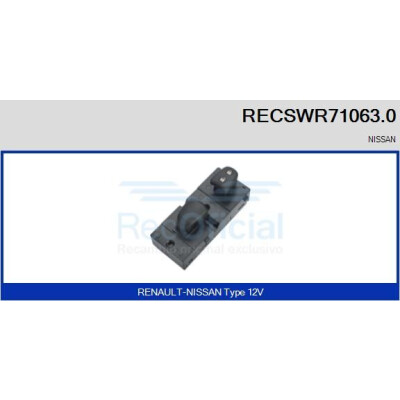 Interruptor, elevadores dos vidros RECSWR710630 RECOFICIAL