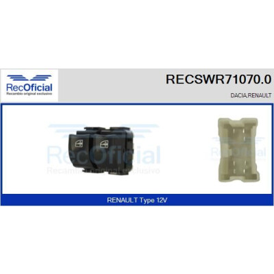 Interruptor, elevadores dos vidros RECSWR710700 RECOFICIAL