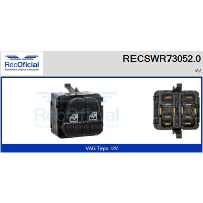 Interruptor, elevadores dos vidros RECSWR730520 RECOFICIAL
