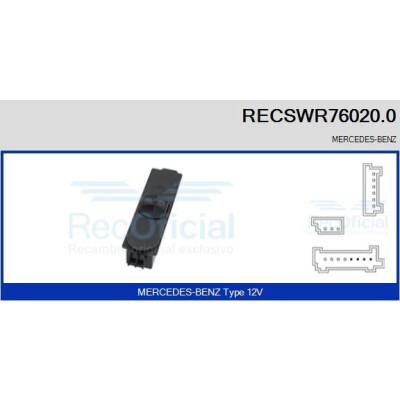 Interruptor, elevadores dos vidros RECSWR760200 RECOFICIAL