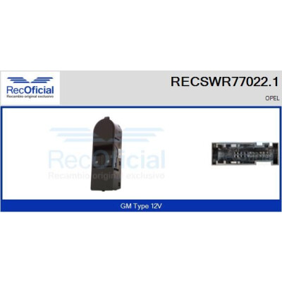 Interruptor, elevadores dos vidros RECSWR770221 RECOFICIAL