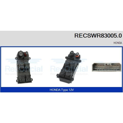 Interruptor, elevadores dos vidros RECSWR830050 RECOFICIAL