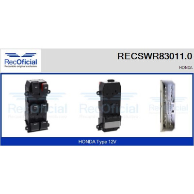 Interruptor, elevadores dos vidros RECSWR830110 RECOFICIAL