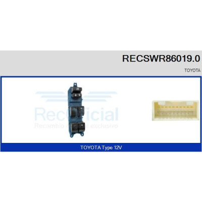 Interruptor, elevadores dos vidros RECSWR860190 RECOFICIAL