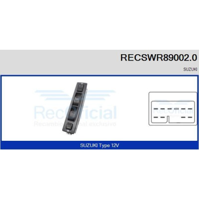 Interruptor, elevadores dos vidros RECSWR890020 RECOFICIAL