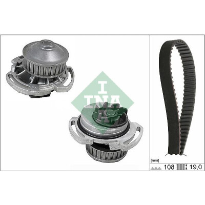 Bomba de água + kit de correia dentada 530071730 INA