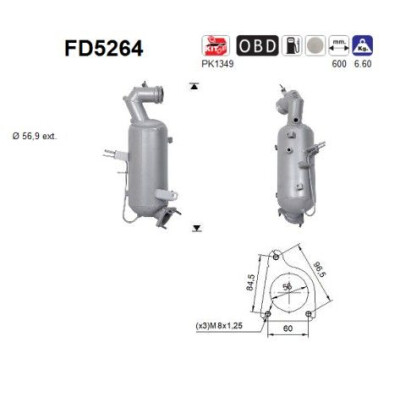 Filtro de fuligem/partículas, sistema de escape FD5264 AS