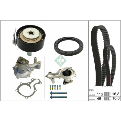 Bomba de água + kit de correia dentada 530096130 INA