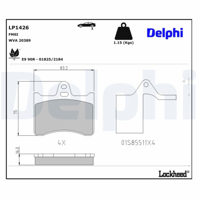Jogo de pastilhas para travão de disco LP1426 DELPHI