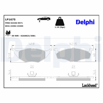 Jogo de pastilhas para travão de disco LP1675 DELPHI