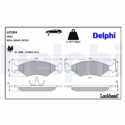 Jogo de pastilhas para travão de disco LP204 DELPHI