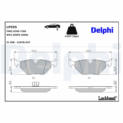 Jogo de pastilhas para travão de disco LP555 DELPHI