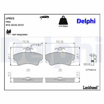 Jogo de pastilhas para travão de disco LP822 DELPHI