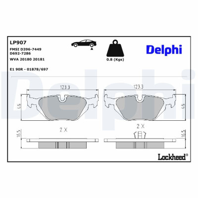 Jogo de pastilhas para travão de disco LP907 DELPHI