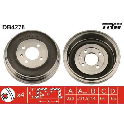Tambor de travão DB4278 TRW