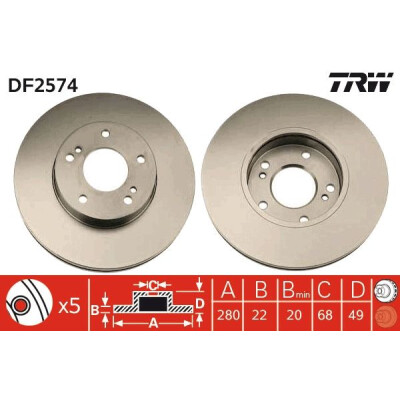 Disco de travão DF2574 TRW