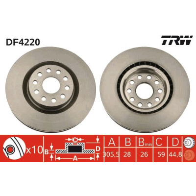 Disco de travão DF4220 TRW