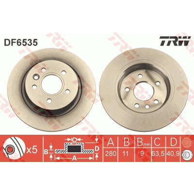 Disco de travão DF6535 TRW