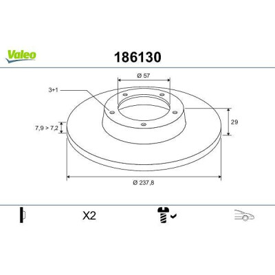 Disco de travão 186130 VALEO