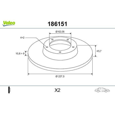 Disco de travão 186151 VALEO